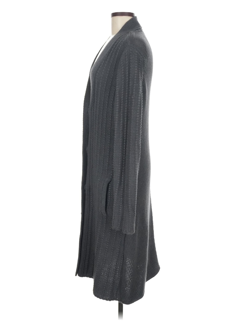 CAbi Long Open-Front Ribbed Cardigan - Gray - Picture 4 of 7